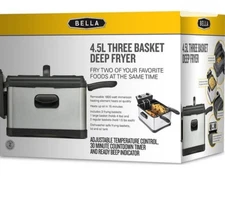 Bella Large Three-Basket Electric Deep Fryer 4.5 L Stainless Steel/Black