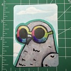 ACEO Original Art Card, Mini Painting of a Pigeon Wearing Rainbow Sunglasses — photo 1