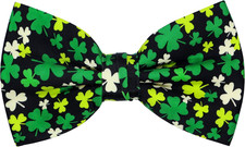 Holiday Pre-Tied Bowtie St Patricks Day Easter Clover Leaves Festival Fun Patter