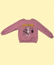 Looney Tunes Pink Graphic Print Crewneck Pullover Sweatshirt Unisex Kids