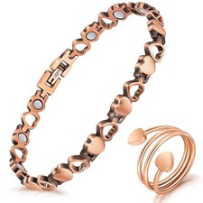 Magnetic Copper Bracelet for Women, Lymph Detox, 100 Solid Pure Copper, 3500 Ga