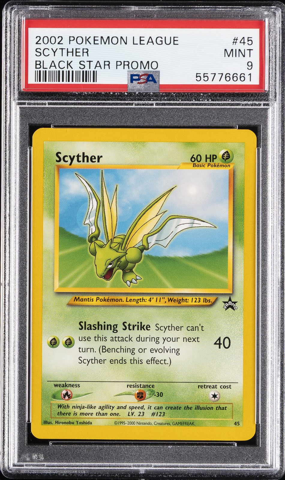 2002 POKEMON LEAGUE PROMO BLACK STAR #45 SCYTHER PSA 9