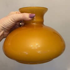 Vintage 1960s 70s Amber Cased Glass Lamp Shade 8” Mid Century Butterscotch 