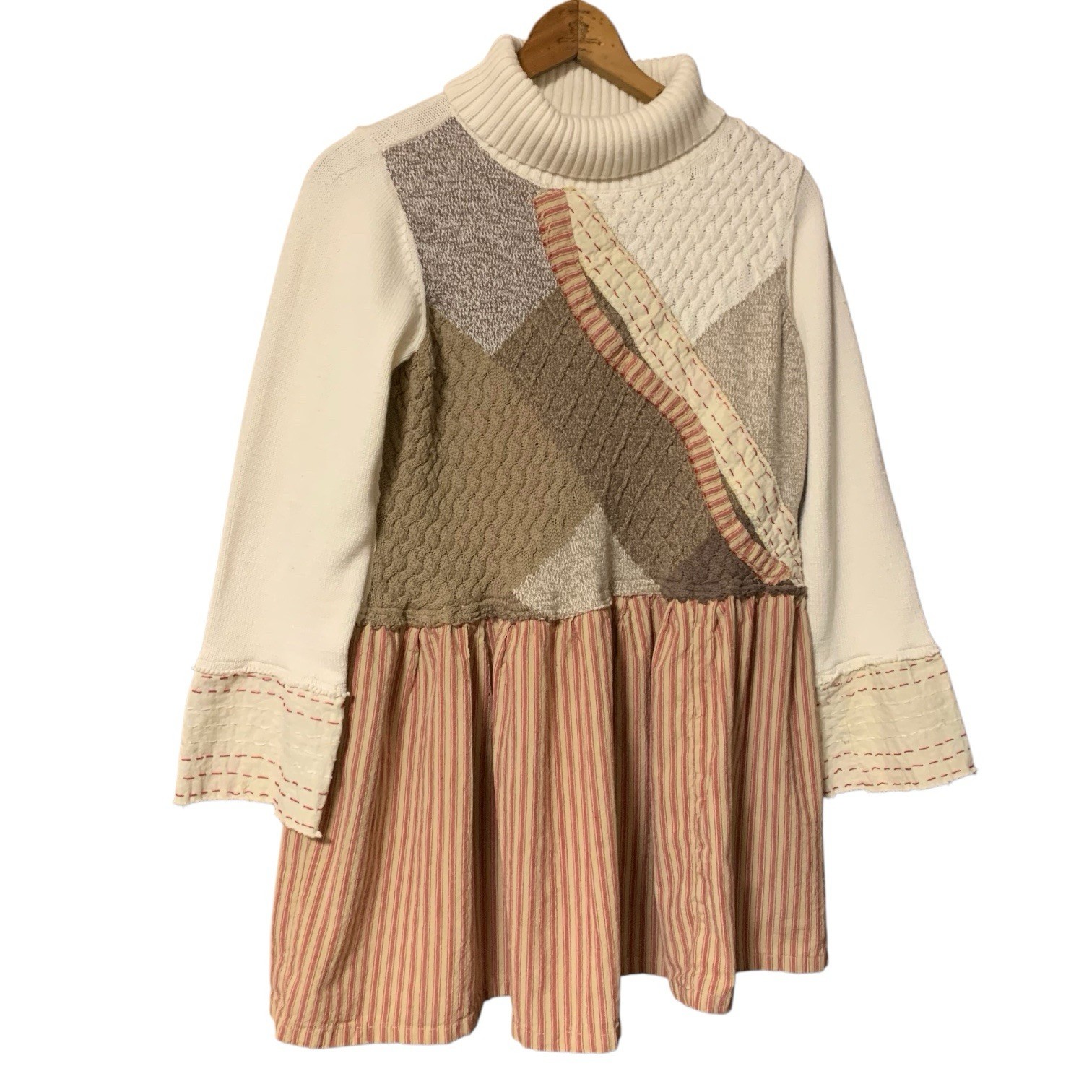 Upcycled Tunic Top L Patchwork Boho Festival Art … - image 1