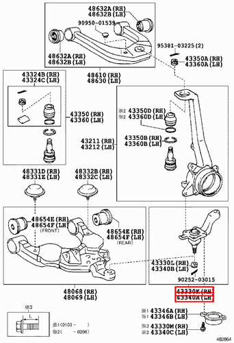 Genuine Toyota Prado 90 Series VZJ RZJ Front RH LH Lower Ball Joint LBJ Set - Picture 9 of 10
