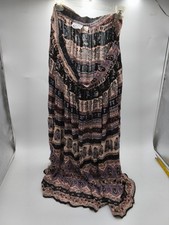 Woman's Plus Vintage boho style crinkle Maxi-skirt By Zontee
