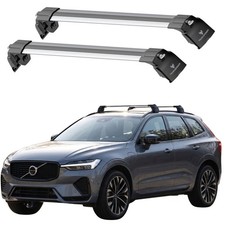 For Volvo Xc60 2018 To 2026 Lockable Roof Rack Cross Bar Rails 2 Pcs Alu Gray For Volvo Xc60 2018 To 2026 Lockable Roof Rack Cross Bar Rails 2 Pcs Alu Gray