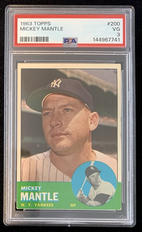 MICKEY MANTLE Vintage 1963 Topps #200 PSA VERY GOOD VG 3! Front CENTERED  NICE