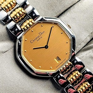 Christian Dior 48.153 オクタゴン 現状品 クリスチャンディオール オクタゴン 腕時計 48.153 クオーツ グレー