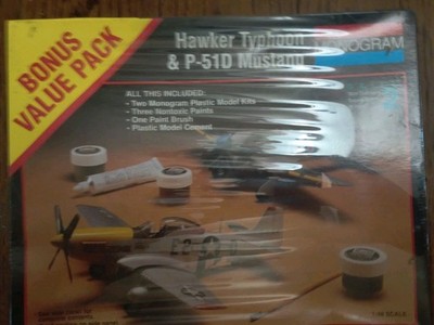  Hawker Typhoon and P-51D Mustang 1:48 model kits NMIB,Box dented.