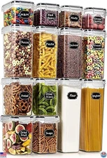 Wildone 14PC Airtight Plastic Food Storage Containers Set with Lids & 20 Labels