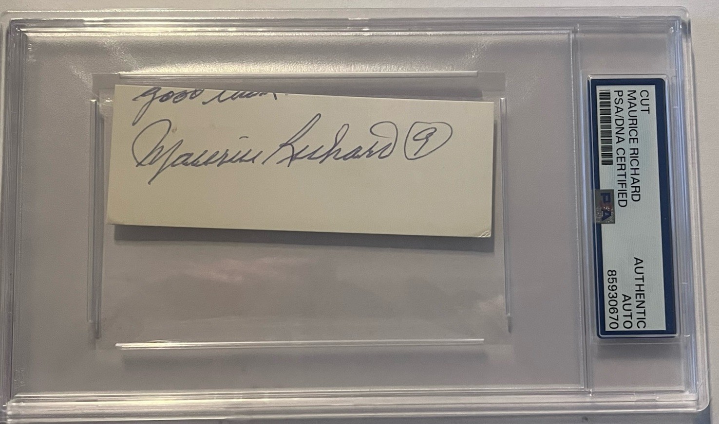Maurice Richard Signed Autographed Cut Psa/Dna Encapsulated