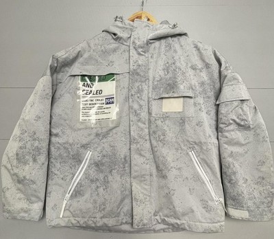 Jack & Jones Down Coat Medium Barcode Checked Sealed Light Gray Mottled Jacket