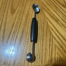 Vintage EKCO USA Double Ended Black Plastic Handle Melon Baller Kitchen Gadget