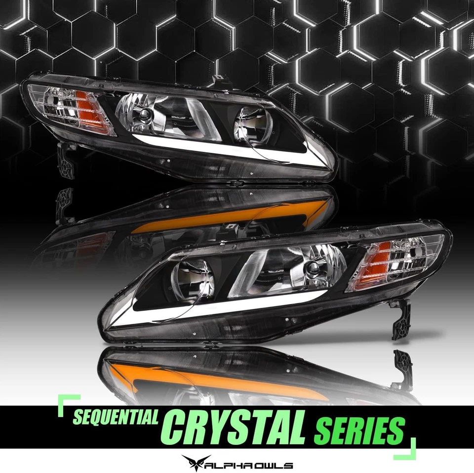 Faros LED secuenciales Switchback negros sedán 4 puertas para Honda Civic 2006-2011 Foto 2 de 4