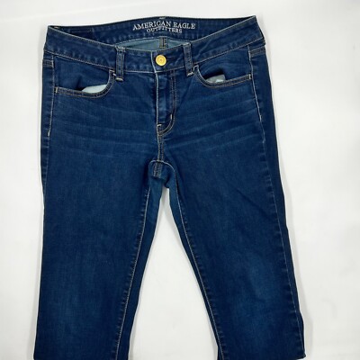 American Eagle Womens Jeggings Size 6 Blue Denim Cotton Stretch Dark Wash Button
