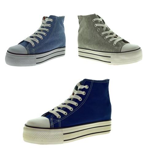 Sneakers alte in tela Everlast 02 Nere e Bianche con flatform per Donna |  Pittarello