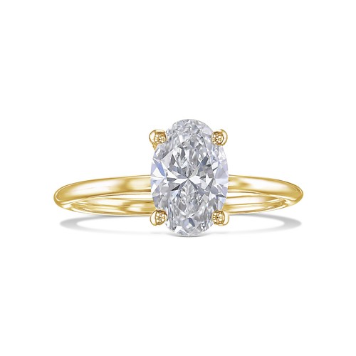 Anello di Fidanzamento Diamante Certificato IGI VVS2 E Ovale 1,50 Ctw Creato in Laboratorio Spumante - Foto 4 di 7
