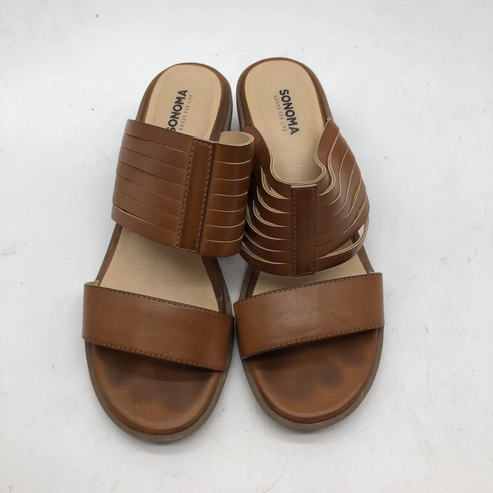 Sonoma Women's Brown Open Toe Slip-On Wedges Size 6M - Image 3 of 4