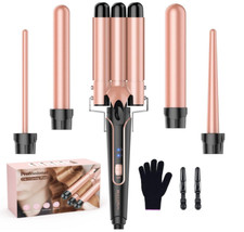 Waver Curling Iron Wand, BESTOPE PRO 5 in 1 Curling Wand Set