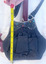 VINTAGE PURSE 1940s K  G CHARLET PARIS NEW YORK BLACK JEWELED FILIGREE FRAME