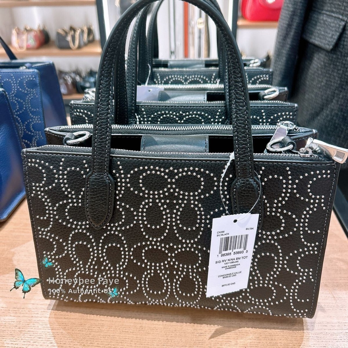 ☆ニナ☆ NWT Coach Nina Small Tote Bag With Signature Rivets