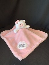 Baby Gear White Bear Pink Security Blanket Lovey With Pink Bow