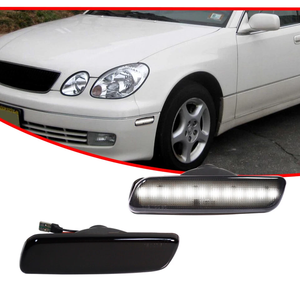 [Plug & Play] Lente fumê branca luzes indicadoras frontais para Toyota Lexus Scion - Imagem 2 de 4