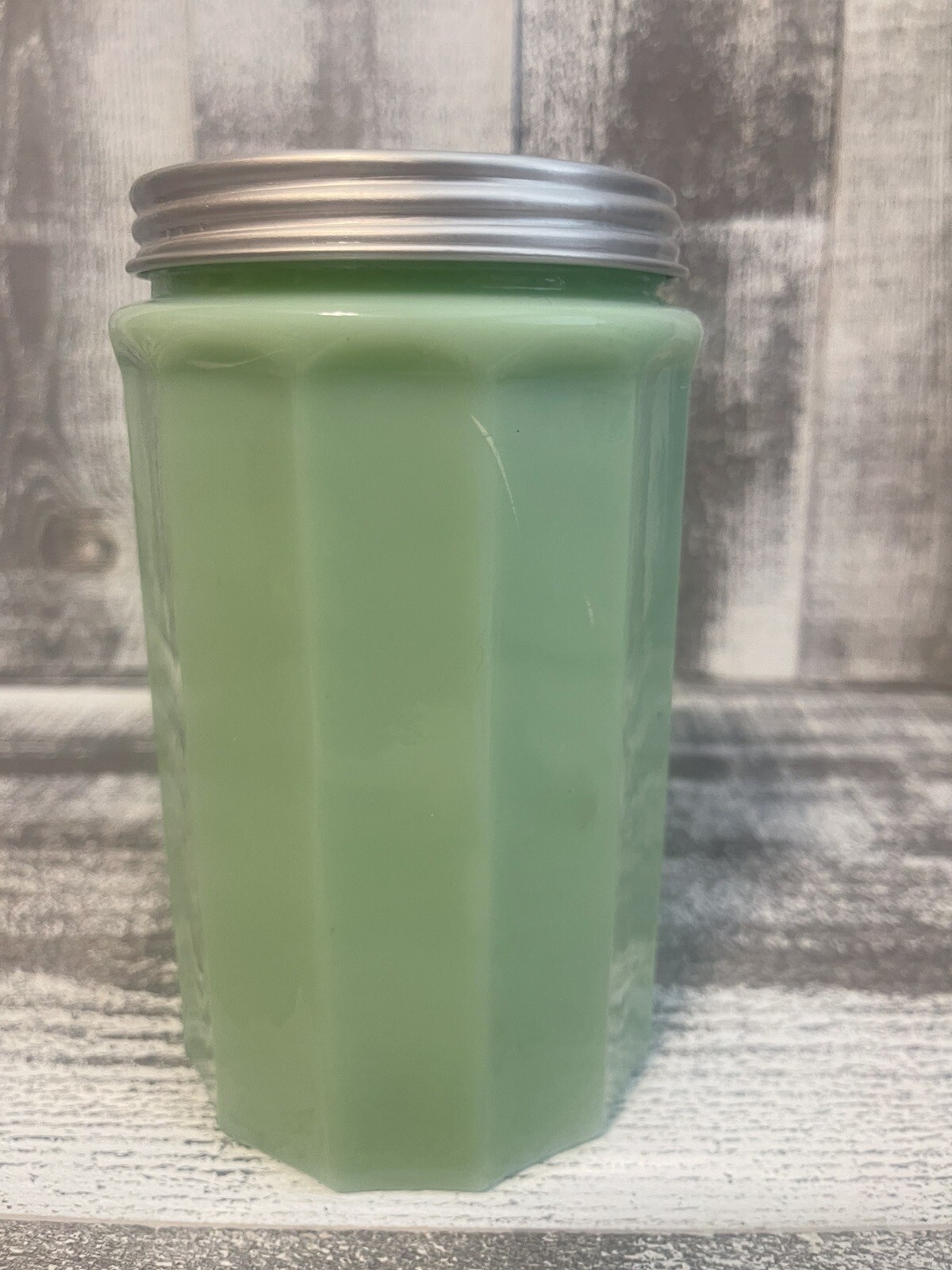 FLOUR Jadeite Green Milk Glass Canister with Lid eBay