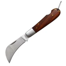Large Hawkbill Pruning Folding Lockback Knife - Wood Handles - Fast Shipping
