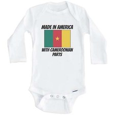 Made In America With Cameroonian Parts Cameroon Flag Long Sleeve Baby Bodysuit