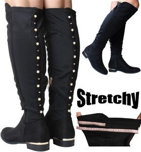 ladies black high boots