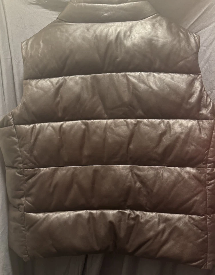 Chaleco acolchado de cuero marrón Polo Ralph Lauren para mujer talla 20W RTL $495 Foto 4 de 4