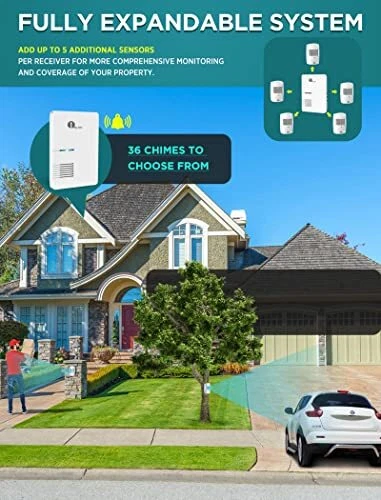 1byone Driveway Alarm, Home Security Alert System with 36 Melodies, 1 Plug-in... - Image 2 of 4