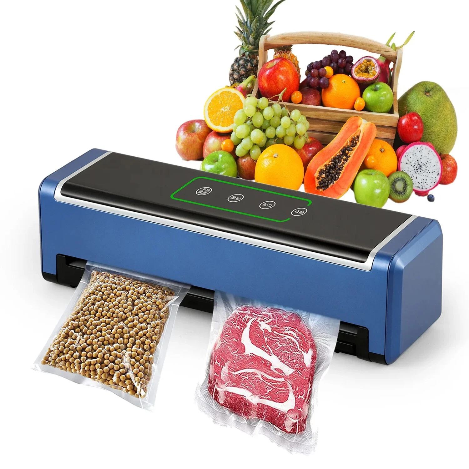 Full Automatic Food Vacuum Sealer Machine (80KPA) with Free 10pcs Seal Bags