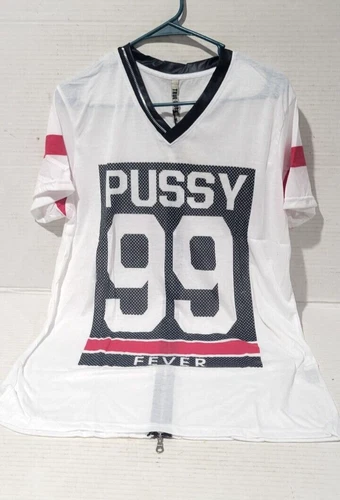 New !!Graphic "Pussy 99 Fever" Club Style DJ Women T-Shirt Midi-Tunic Size Small