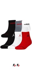 New 6 Pairs Of Jordan Kids Ankle Socks Fits Shoe Size 3 - 5 Youth