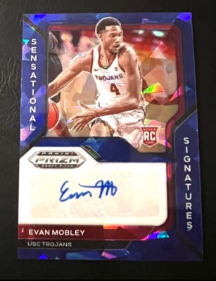 2021 Panini DP Sensational Signatures Blue Cracked Ice Prizm Evan Mobley 5/25