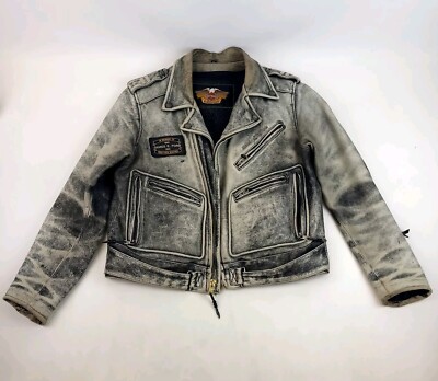 Harley Davidson Distressed Washed Leather Racing Jacket XL An American Legend