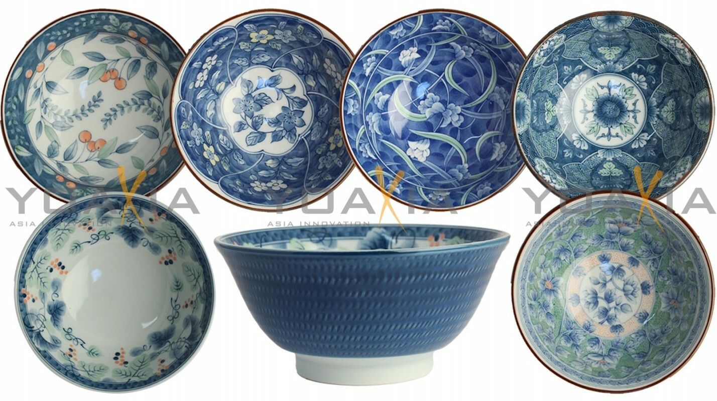 6 Schalen MADE IN JAPAN außen einheitlich innen jede in anderem Dessin Ø14.5 cm