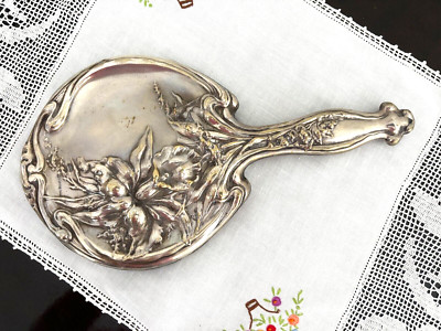 Art Nouveau hand held mirror, Walker & Hall EPNS, 1900-1910, so beautiful