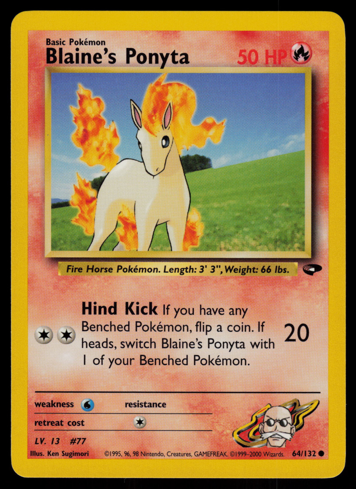 Blaine's Ponyta - 64/132 - Pokemon Card Gym Challenge Common - NM