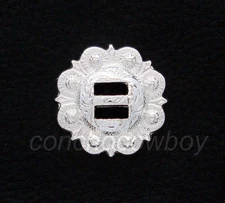 WESTERN HORSE HEADSTALL SADDLE TACK BRIGHT SILVER SLOTTED BERRY CONCHO 1 INCH