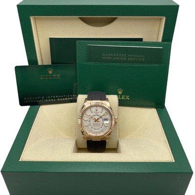 Rolex Sky Dweller 42mm 326235 Rosegold Weiß Zifferblatt Automatisch Uhr B&p 2022