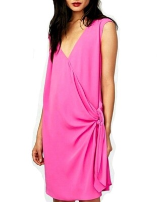 Rachel Roy Barbie Hot Pink Romantic Faux Wrap Sleeveless Dress Size Extra  Small | eBay