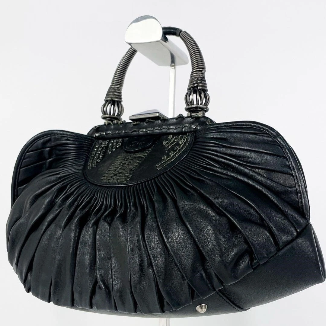 Sac fourre tout Christian Dior sac à main métal cuir noir occasion authentique livraison gratuite