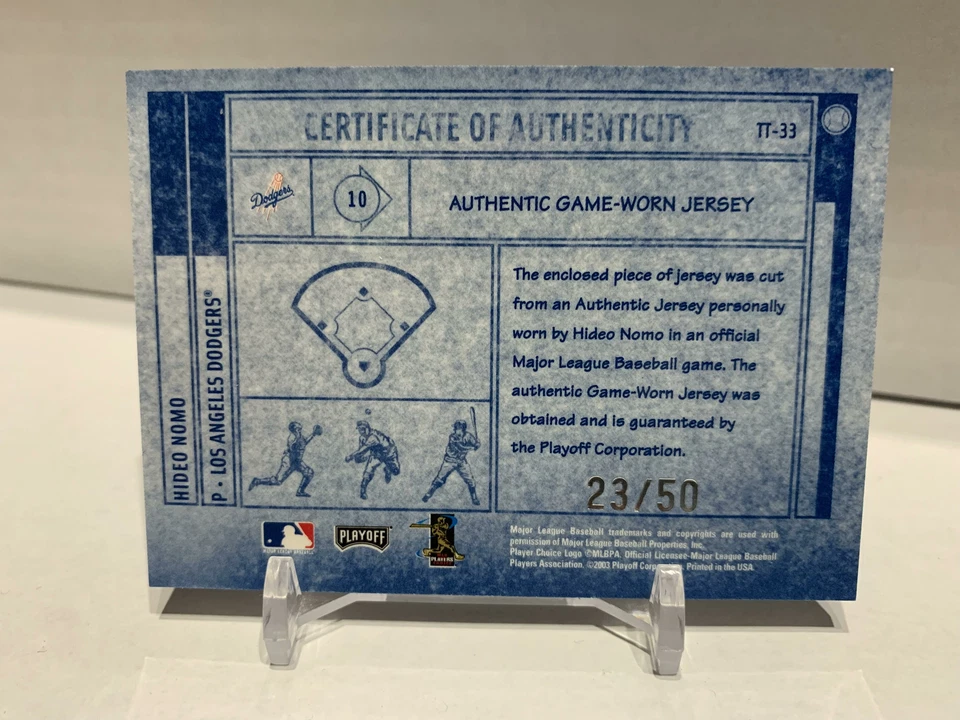 Hideo Nomo 2003 Absolute Memorabilia Tools of the Trade Game Used Jersey 23/50 - Image 2 of 2