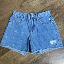 OLD NAVY  Girls Denim Shorts Heart Pattern Adjustable Waist Size 14