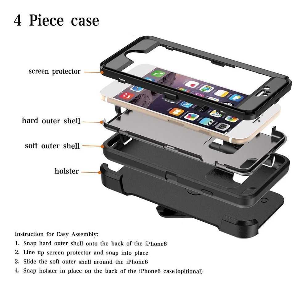 For Apple iPhone 7 8 Plus Case Built-in Screen Protector fits Defender Belt Clip - Image 4 of 4