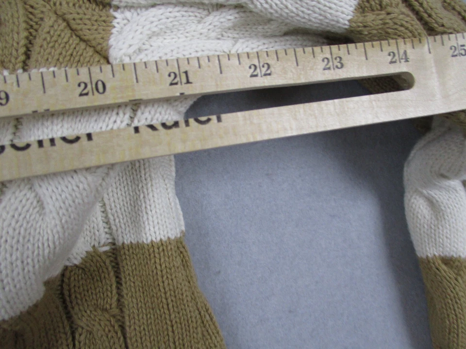 Cárdigan Lands End Mujer Grande Drifter Suéter Marfil Marrón Grueso Tejido con Cable Foto 3 de 4